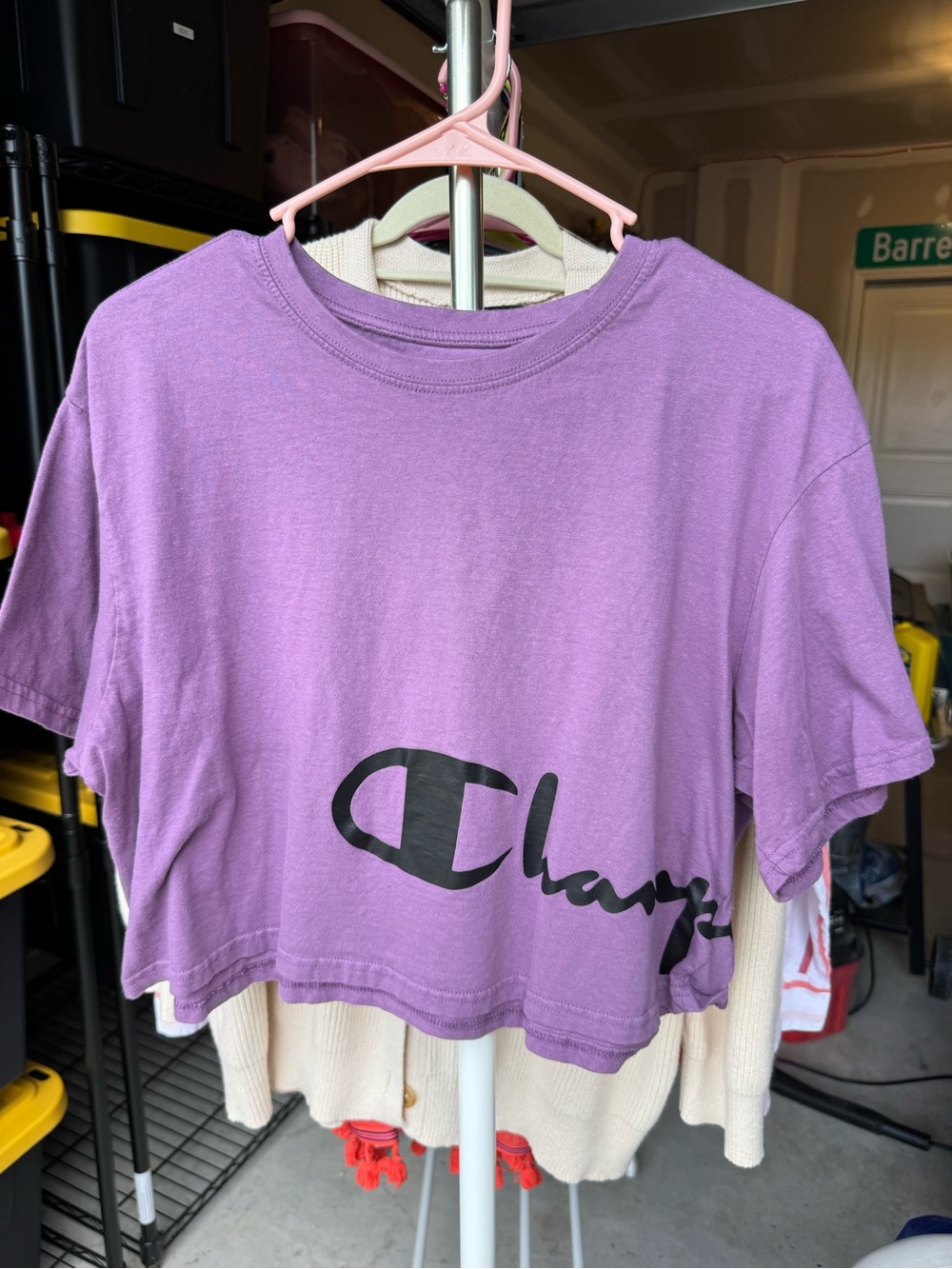 Champion Purple Cropped Logo Tee